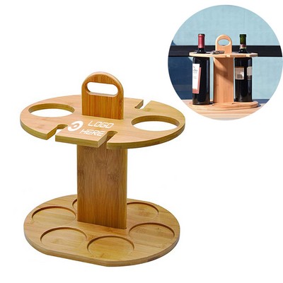 Bamboo Wooden Rack And Wine Glass Holder