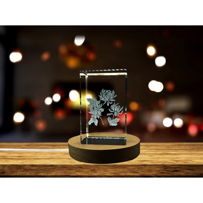 Chrysanthemum Art| 3D Engraved Crystal Keepsake | Gift/Decor| Collectible | Souvenir