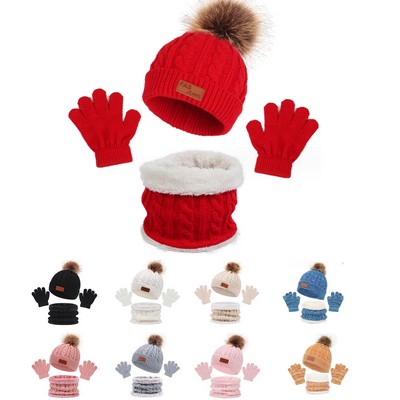 Kids Winter Hat Scarf Gloves Set