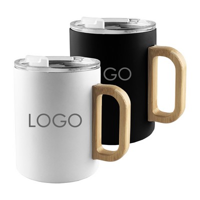 12oz. Stainless Steel Double Wall Mug with Bamboo Handle