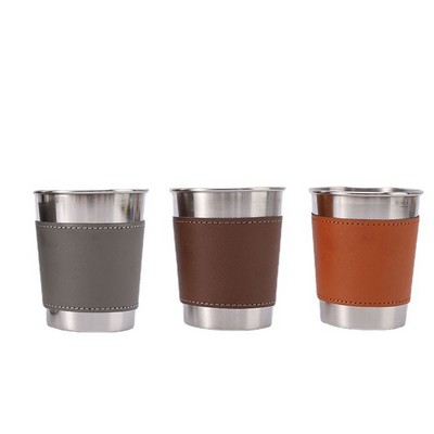 6 OZ Stainless Steel Cup Pint Cup Shot Cup W/ PU Cover