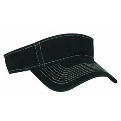 Headshots™ Washed Heavy Cotton Twill Visor w/Contrasting Stitching