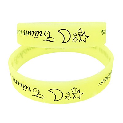 Fluorescent Pink Glow-in-the-Dark Silicone Wristband with Single-Color Printing