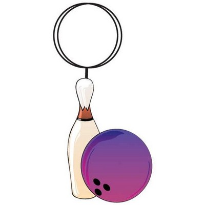 Bowling Ball & Pin Key Chain w/Mirrored Back (3 Square Inch)