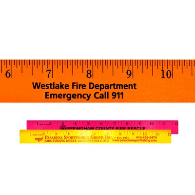 12" Fluorescent Wood Ruler (Spot Color)