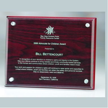 8" X 6" Rosewood Plaque Award (Glass front)