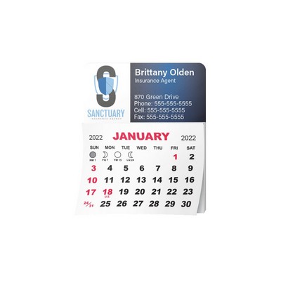 1 Month View Adhesive Calendar Pad w/Rounded Corners