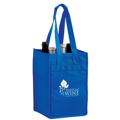 7"x7"x11" Wine Tote Bag - 4 Bottle Non-Woven Tote