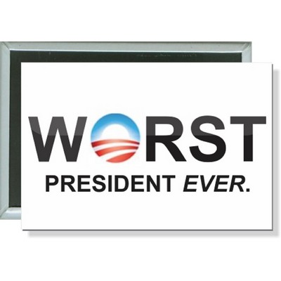 Political - Obama, Worst President Ever - 3 X 2 Inch Rect. Button