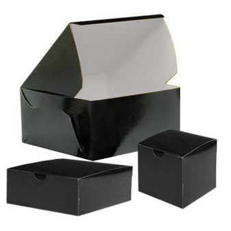 1 Piece Black Lock Corner Cake Bakery Box (6 1/4"x3 3/4"x2 1/8")