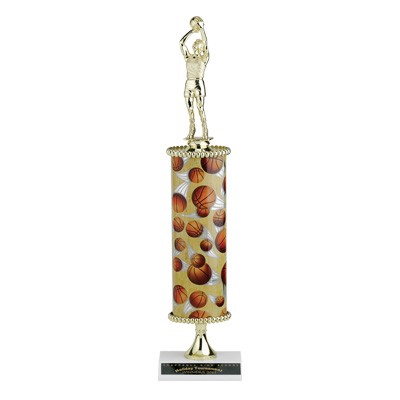 18" Basketball Single Column Sports Trophy w/Figure