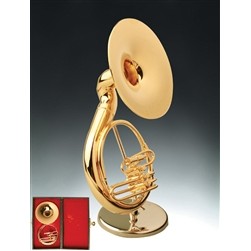 Gold Brass Sousaphone Miniature with Stand & Case 4.5"H