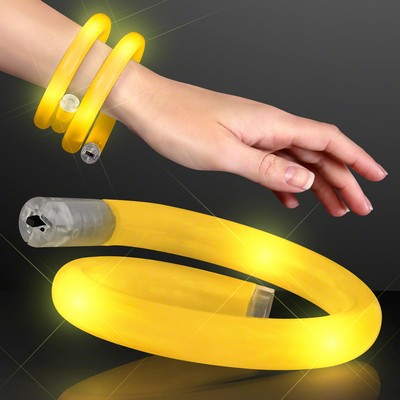 Blinky LED Yellow Tube Bracelets - BLANK