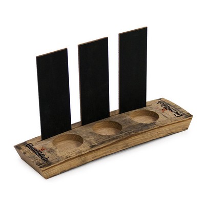 Barrel Stave Sampler Flight with Chalkboard Inserts - 3 Slot