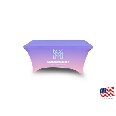 4' Premium PolyKnit™ Fitted Stretch Style Table Cover w/Full Dye Sub Logo (48"x28"x29")