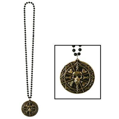 Beads Necklace w/ Pirate Coin Medallion