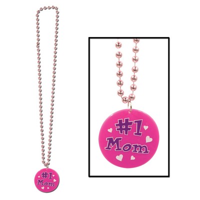 Beads w/ Printed #1 Mom Medallion