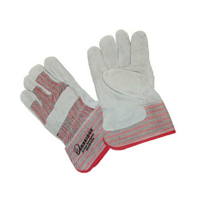 Red and grey shoulder leather palm glove