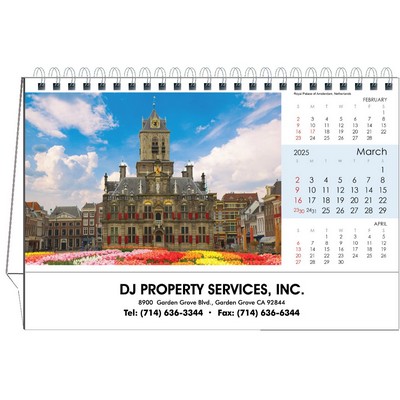 Travel Destination 2025 Desktop Calendar w/Flexible Easel