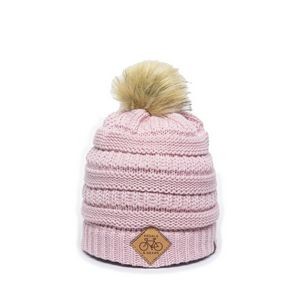 Ladies Cable Knit Beanie w/Faux Fur Pom