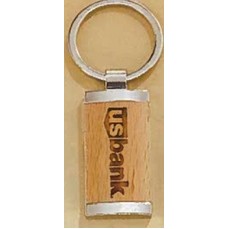 Airflyte® Silver Key Ring w/Maplewood Insert (0.875"x 1.25")