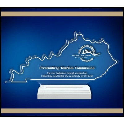 15" Kentucky Clear Acrylic Award with a Wood Base