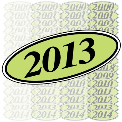 Black & Chartreuse Year Model Oval Decals (Set of 12)