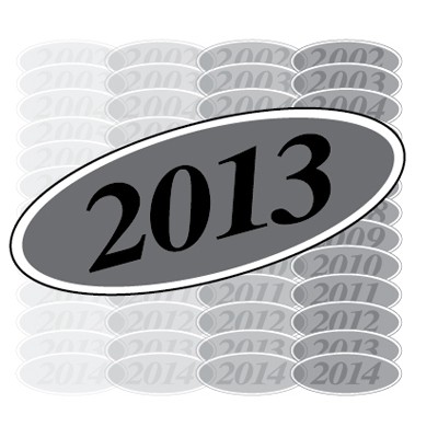 Silver & Black Year Model Oval Decals (Set of 12)