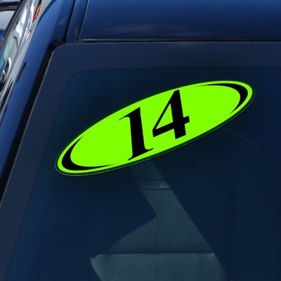 Black & Chartreuse Two Digit Year Model Oval Decals (Set of 12)