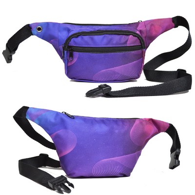 3 Zipper Waist Pack w/ Full Wrap Sublimation Fanny Bag (13.4" x 5")