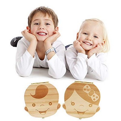 Baby Tooth Box ,Wooden Kids Keepsake Organizer for Baby Teeth, Cute Children Tooth Container