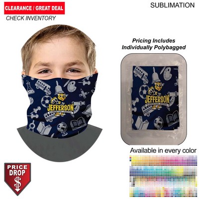 Individually Polybagged Tubular YOUTH Neck Gaiter Facemasks