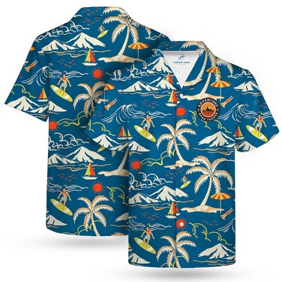 Men'S 135gsm Sublimated Hawaiian Cuban Collar Camp Shirt