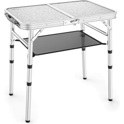 Adjustable Height Camping Table with Mesh Layer