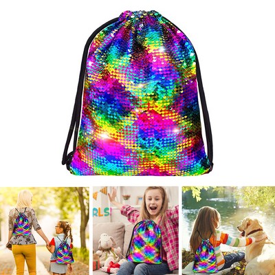 13.7 x 17.7 Inches Mermaid Sequin Drawstring Bag