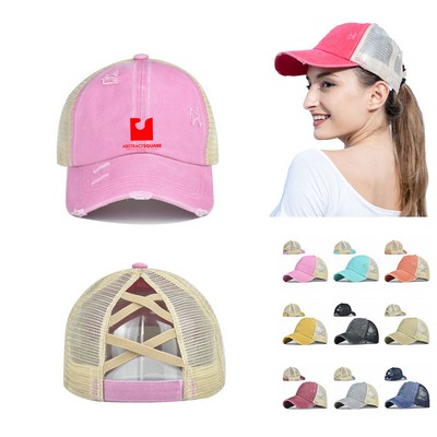 Ladies Ponytail Mesh Back Cap