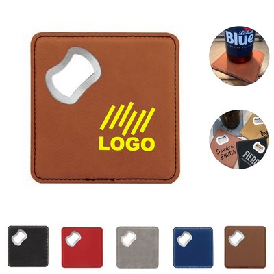 Multifunction Leather Coaster W/ Opener