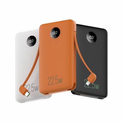 10000 mAh Digital Display Power Bank with Cables