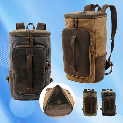 Vintage Leather Canvas Backpack