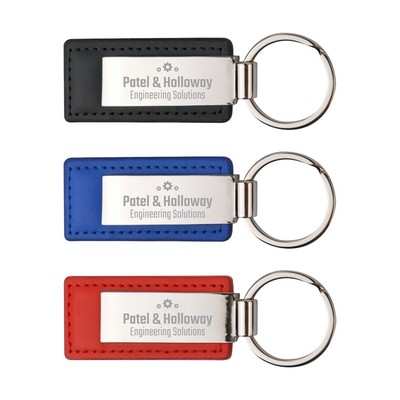 Leatherette with Rectangular Metal Shiny Key Tag