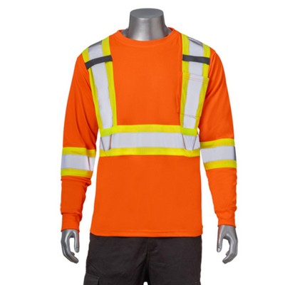 Hi Vis Class 3 - 3.8 Oz. Polyester Reflective Tape Safety T-Shirt with Pocket & Dual Mic Tab