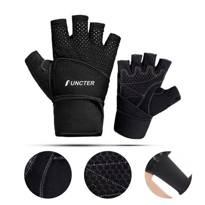 Wrister Gloves Weight Lifting Gym Gloves with Wrist Wrap Support Full Palm Protection Half Finger