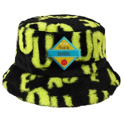 Faux Fur Printed Bucket Hat with Custom Logo