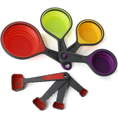 Collapsible Silicone Measuring Cups and Spoons Set, 8-Piece