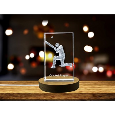 Cricket Player 3D Engraved Crystal 3D Engraved Crystal Keepsake/Gift/Decor/Collectible/Souvenir