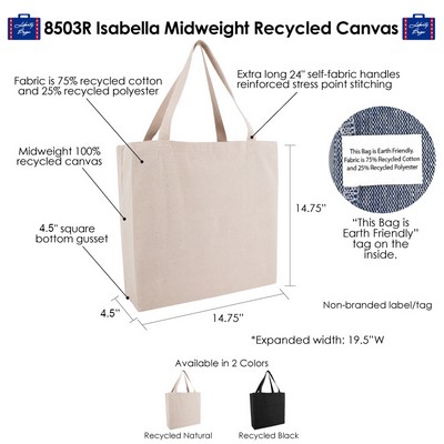 Isabella Midweight Recycled Canvas Tote