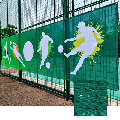 12 x 5 FT Polyester Mesh Banner Mesh Fabric Sign for Sports Event Music Festival