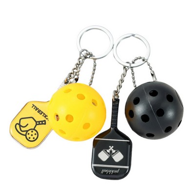 Pickleball Keychain w/ Custom Double Side Drip Glue Logo