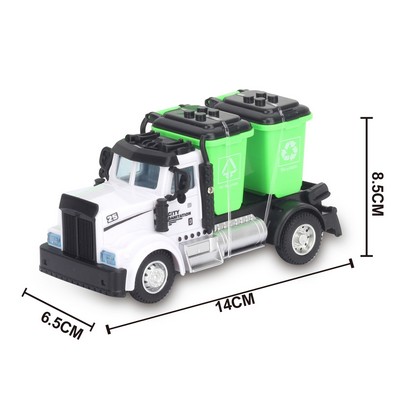 1:64 Pull Back Car Toy Trash Can Sanitation Truck