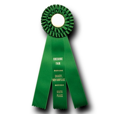 Custom Double Pleated Rosette Ribbon w/ 3 Streamers (4"x12")